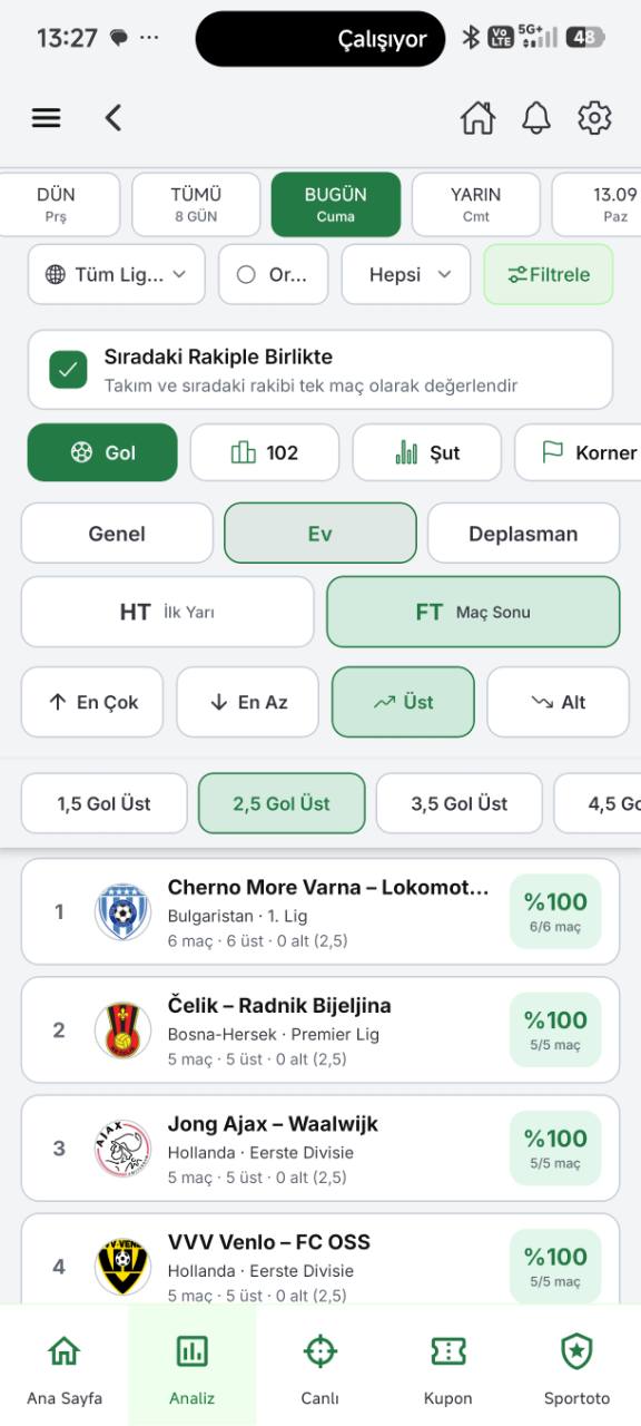 TGI Spor analiz ekranı