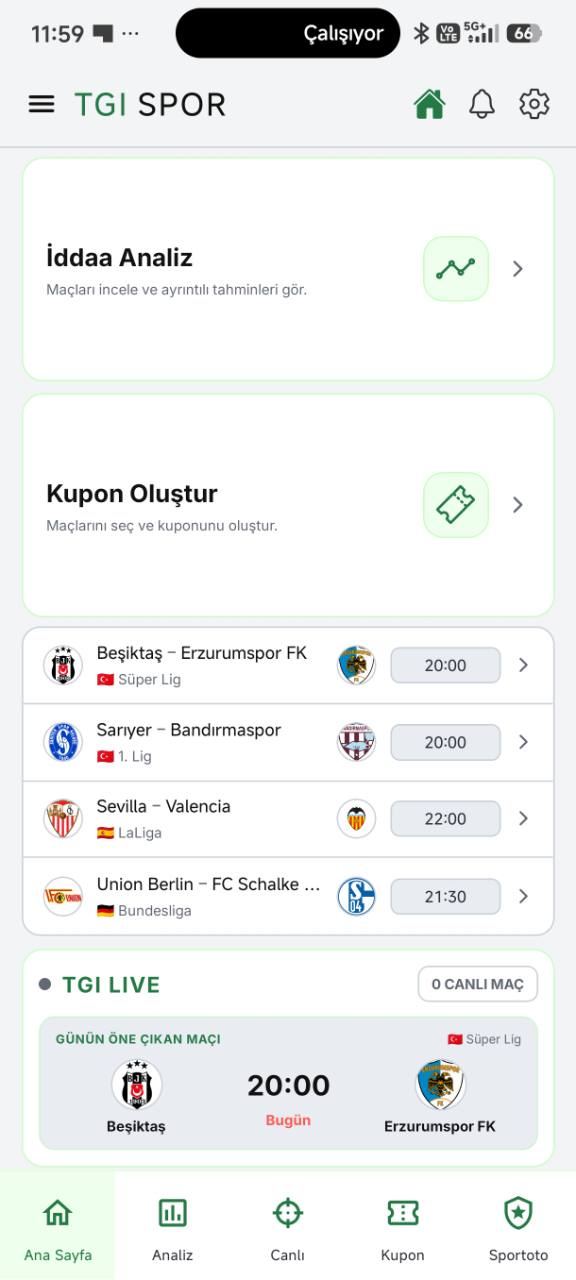 TGI Spor ana ekranı